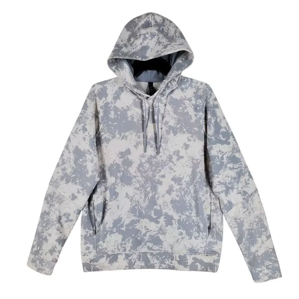 Lululemon City Sweat Pullover Hoodie Mens M Gray White Tie Dye Drawstring - Picture 4 of 15